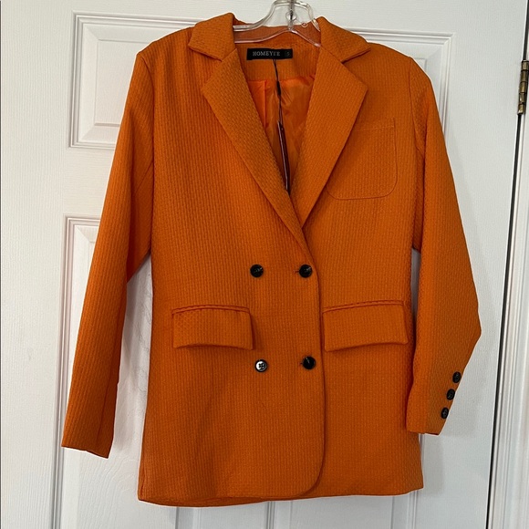 Homeyee Jackets & Blazers - Homeyee Women's Vibrant Orange Blazer